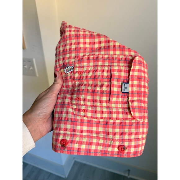 Columbia Super Bahama Women's Long Sleeve Shirt orange salmon‎ plaid - Picture 9 of 10